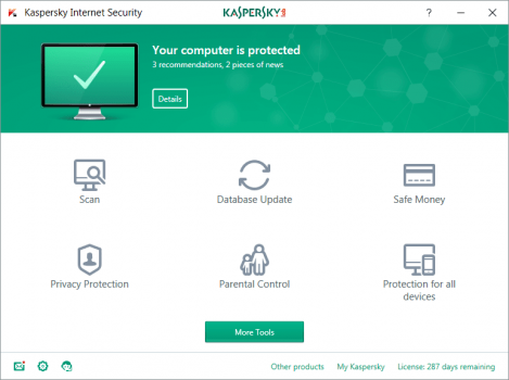 Kaspersky Labs internet security screenshot